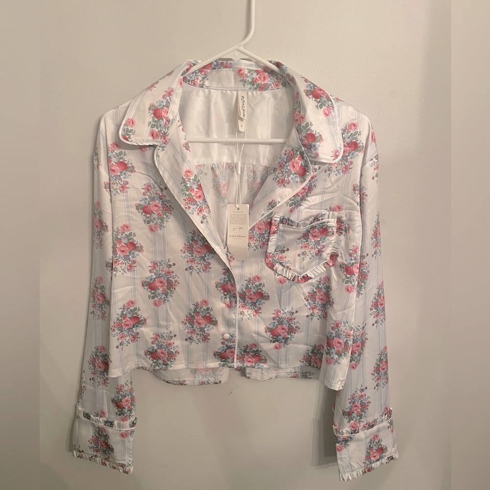 For Love And Lemons Floral Button-Up Sleep Shirt